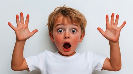 Generative AI, Surprised Child Portrait in High-Key Photography