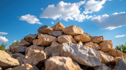 Pile of Rocks Against a Blue Sky