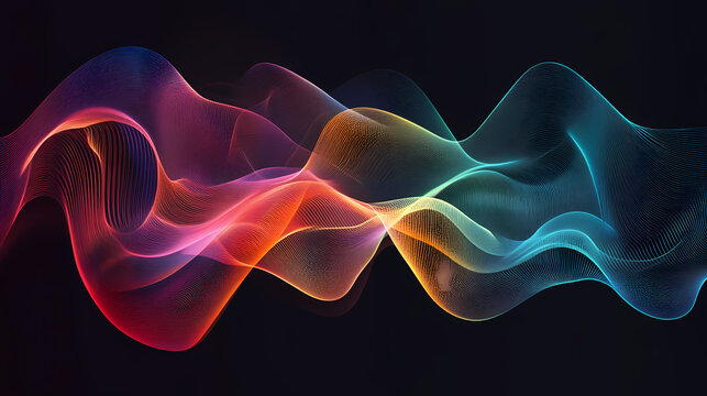 A dynamic graphic with colorful lines that swirl and change shape, creating a sense of movement and energy. Harmony - Meadow. Illustration