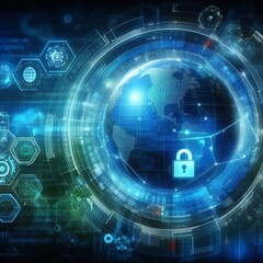 Obraz premium A digital shield featuring a cybersecurity locks, symbolizing security and protection