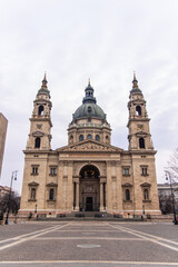 vertical St. Stephen's Basilica standing tall in Budapest, Hungary