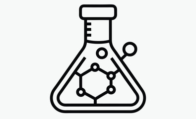 Chemical flask silhouette, laboratory experiment vector icon