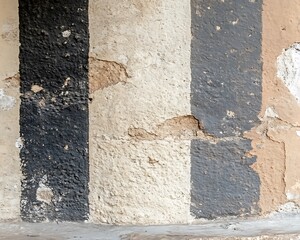 Weathered striped column, exterior wall