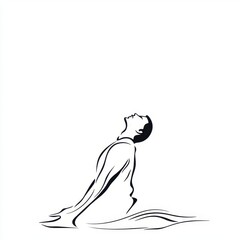 Minimalist One-Line Drawing Depicting a Muslim in Prayer with Reaching Arms and an Iconic Mosque Silhouette Evoking Devotion and Faith