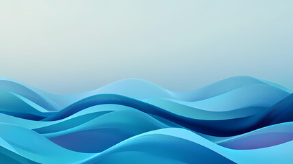 Fototapeta premium Stylized abstract art with flowing blue wave patterns on a soft blue background, modern flat design. Harmony - Meadow. Illustration