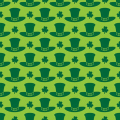 St. Patricks Day seamless pattern. Green Saint Patricks Day backdrop. Vector background for textile, fabric, wallpaper, wrapping paper, scrapbooking, etc.