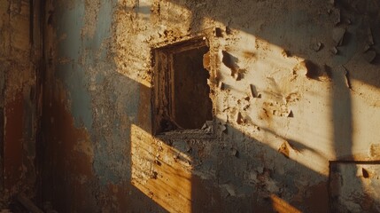 A close-up of mold growth inside deep wall cracks due to trapped moisture.