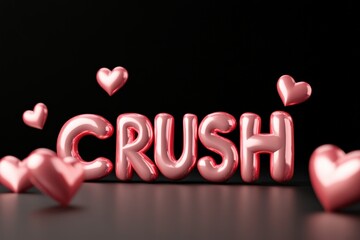 Crush balloon letters with pink hearts
