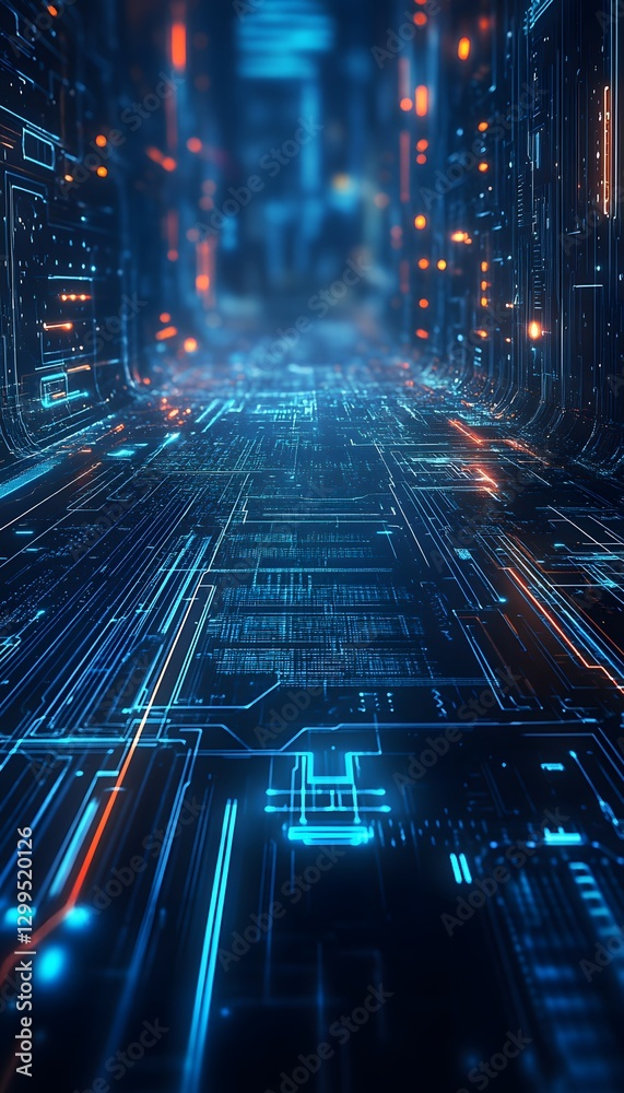 Poster an abstract representation of a digital processing pathway system