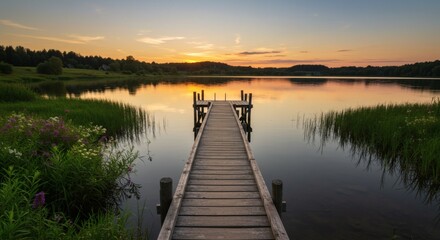 Fototapeta premium sunset on the lake