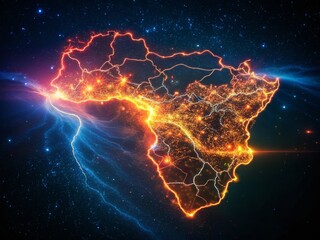 Eritrea Map Long Exposure Night Photography Africa Continent Outline