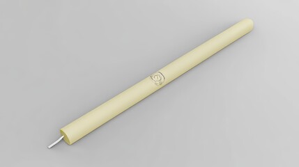 Beige Candle on Gray Surface