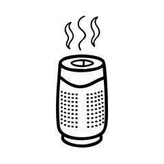 Air purifier icon with steam, modern home wellness concept