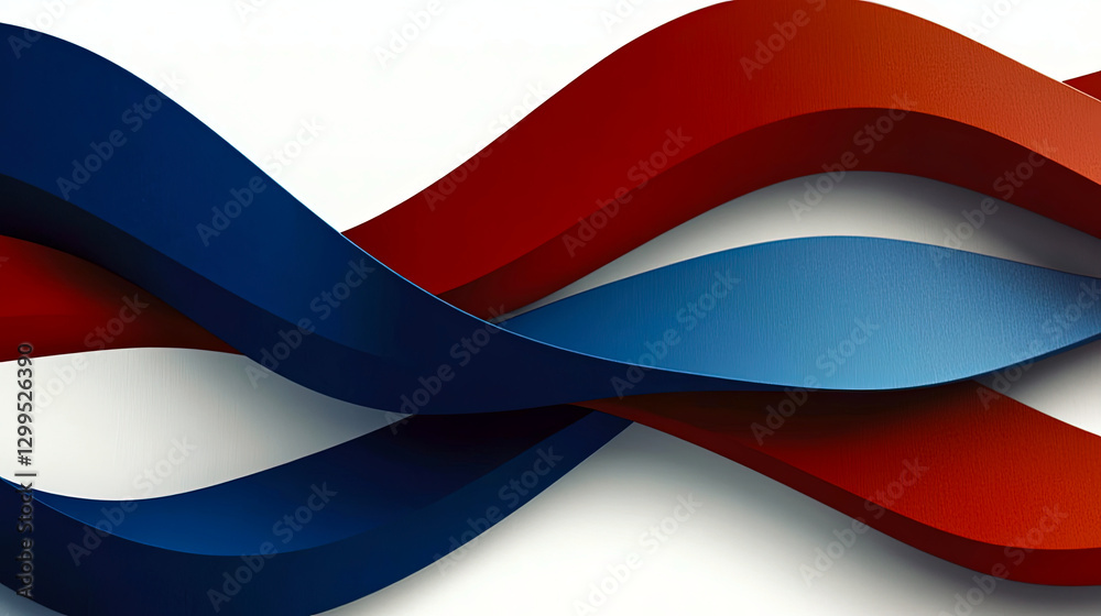Poster smooth flowing waves in red, white, and blue create an abstract representation of harmony in design