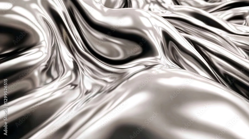 Aufkleber smooth chrome texture reflects light in a futuristic and minimalistic design style