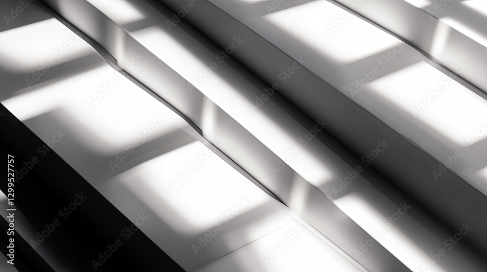 Poster light dances on an embossed letter reflecting minimalism and shadow on a pristine white surface