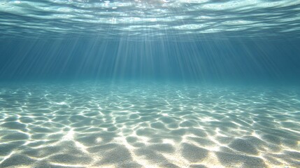 Stunning Underwater Scene Sunlight Rays Ocean Floor Sandy Seabed