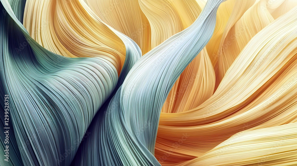 Poster modern abstraction of flowing yellow and green waves representing corn and husks