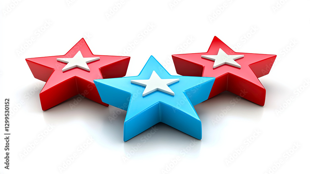 Poster Three Colorful Stars Symbolize Unity and Patriotism in a Minimalistic Design