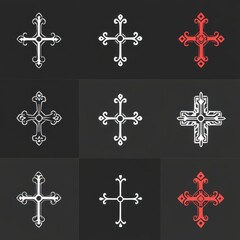 Versatile Holy Cross Icon Set in Modern Line and Glyph Styles with Both Outline and Filled Variations for Elegant Religious Branding and Symbolism