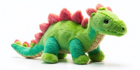 Fluffy Toy Dinosaur, Adorable Plush Dino Isolated on White Background - Perfect for Kids' Products