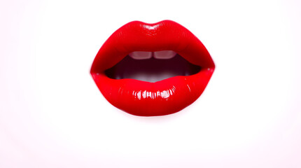 Obraz premium full pink red lips isolated on light white background