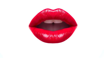 Obraz premium full pink red lips isolated on light white background 