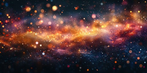 Fototapeta premium Colorful cosmic dust and light particles create a majestic view of the universe during a clear night sky