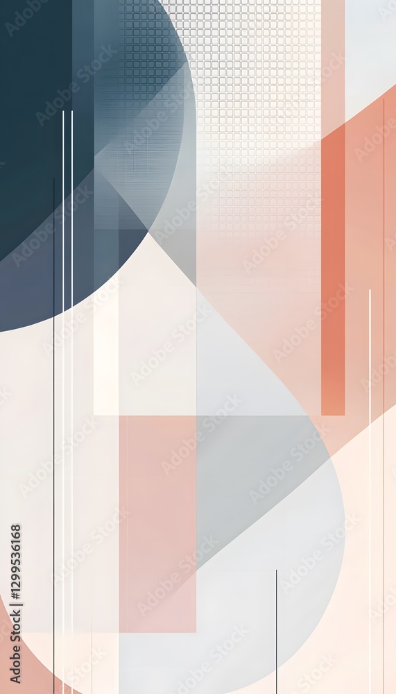 Poster abstract geometric design composed of various shapes and colors creating depth
