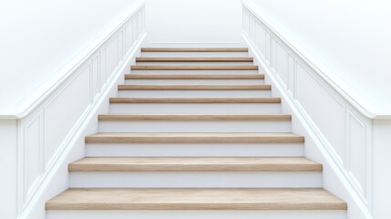 Obraz premium A simple yet elegant staircase with wooden steps and muted railings.