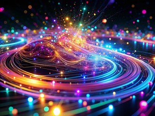 Obraz premium Futuristic Neon Particle Transfer: Abstract Digital Surface Background