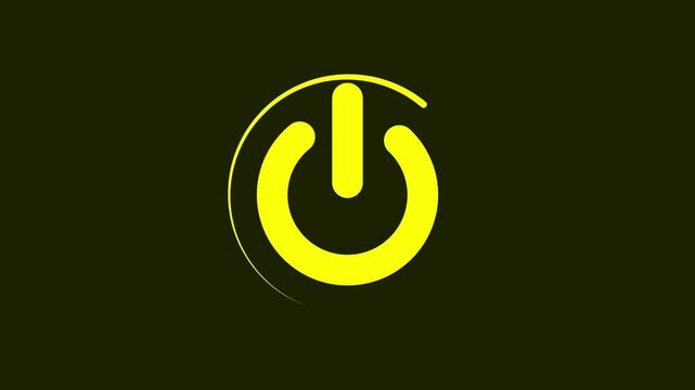 Abstract circle power button icon animated on a black background. power off / on button animation on black background.