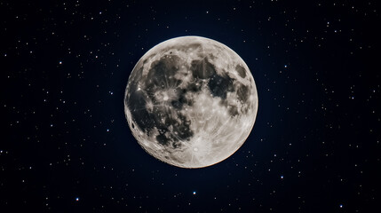 Full Moon Glowing in the Night Sky with Stars
