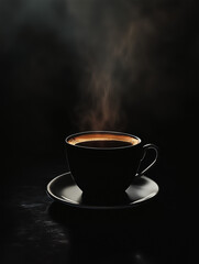 Fototapeta premium Cup of coffee on black background