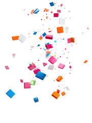  falling colorful confetti on transparent background