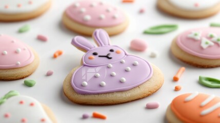 easter cookies on white background