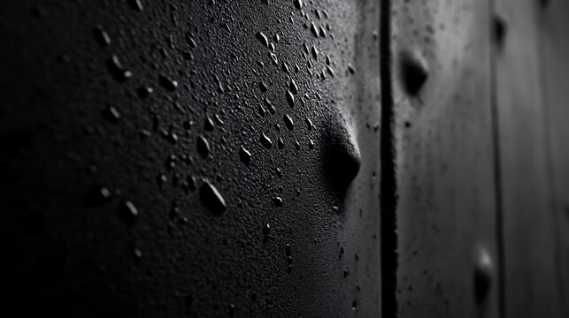 Dark Metal Surface with Water Droplets