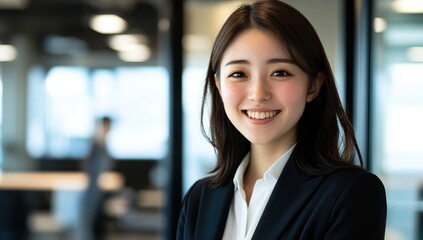 Fototapeta premium Smiling Young Businesswoman in Modern Office