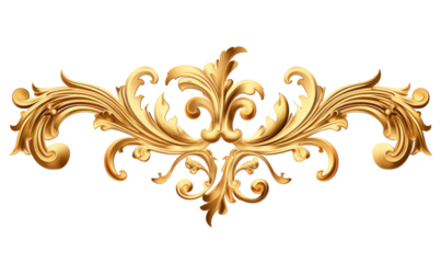 Golden decorative element on transparent background