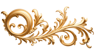 Golden decorative element on transparent background
