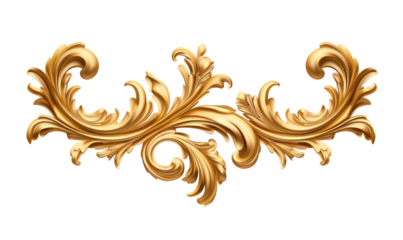 Golden decorative element on transparent background