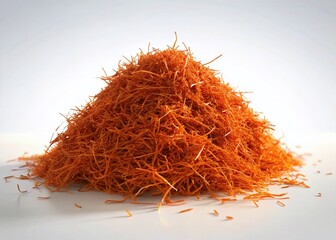 Fototapeta premium Heap of Saffron Spice Isolated on White Background - High-Resolution Stock Photo