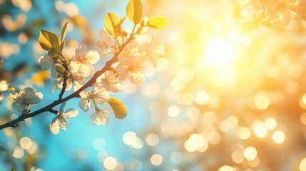 Fototapeta premium Spring blossoms bathed in warm sunlight.