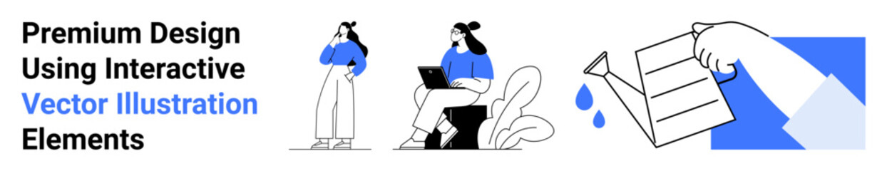 Team brainstorming creative concepts, using interactive tools and modern vector elements. Ideal for teamwork, design processes, creative thinking, innovation, collaboration, marketing, flat landing