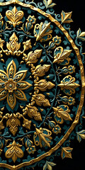 Ornamental mandala with golden color arabesque floral pattern islamic east style,Golden Mandalas new falce image