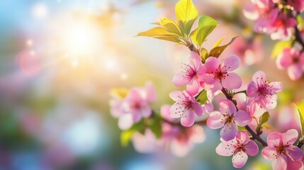 Pink blossoms in the springtime sun.
