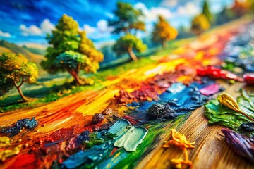 Impressionist Masterpiece: Close-up of an Artistic Portrait, Oil Paint Texture