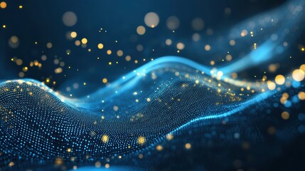 Abstract Blue Wave of Light