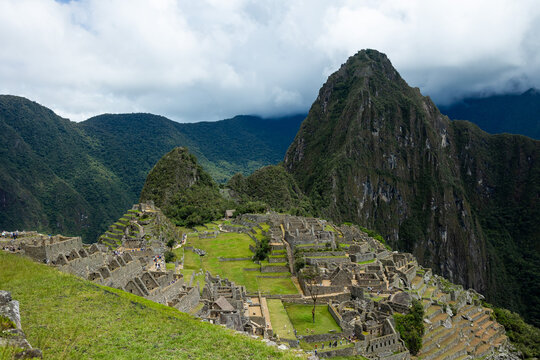 Scenic view of Machu Picchu shrouded in mist