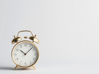 Elegant Gold Alarm Clock Displayed on a White Background with Chic Accessories for a Touch of Sophistication.